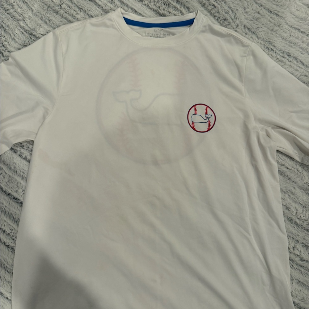 White Boys Performance Long-Sleeve Shirt with Whale Baseball Logo